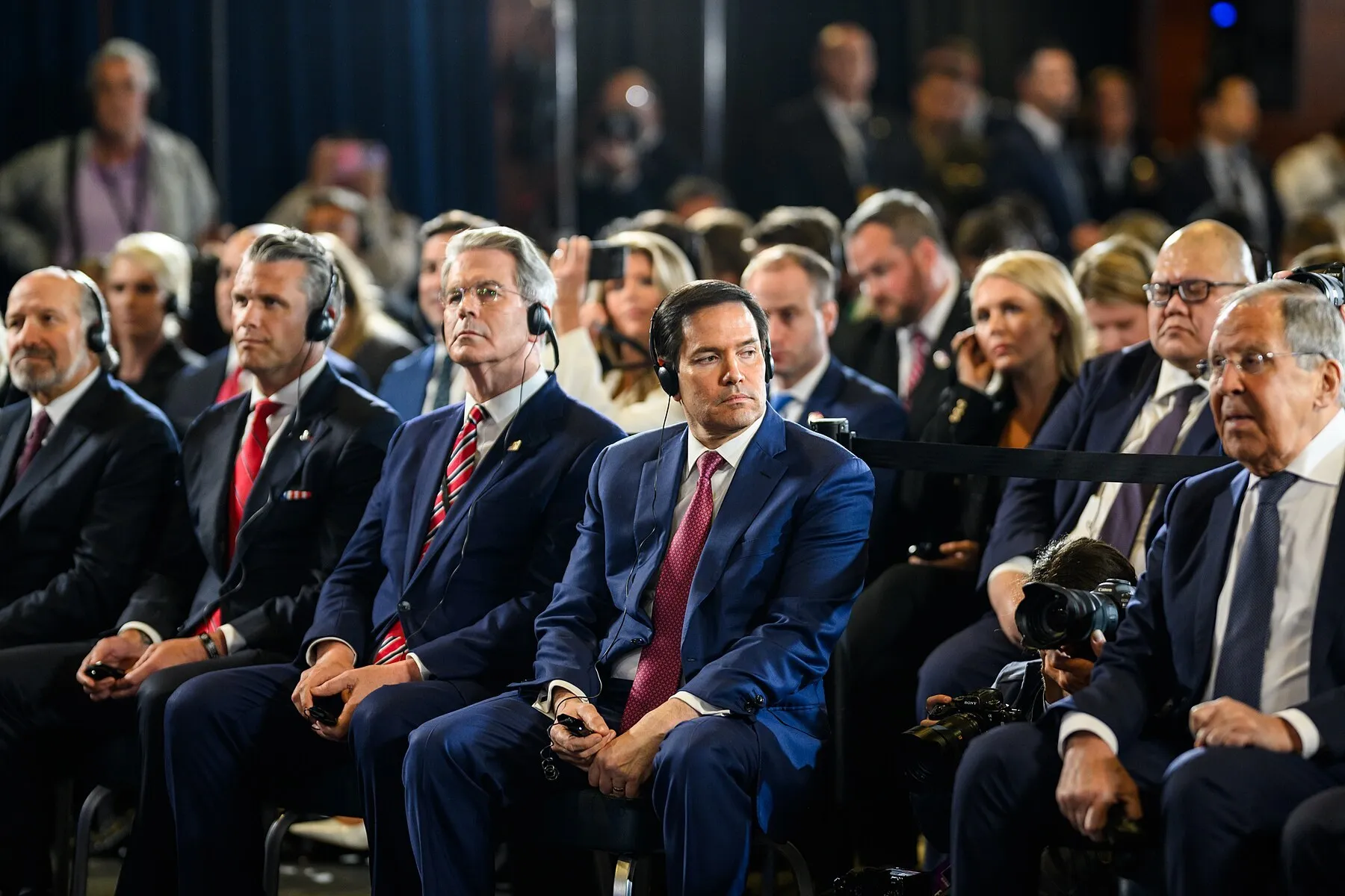 Trump und Putin bei der gemeinsamen Pressekonferenz in Anchorage, Alaska, 15. August 2025. Foto: The White House. Lizenz: gemeinfrei. Quelle: Wikimedia Commons